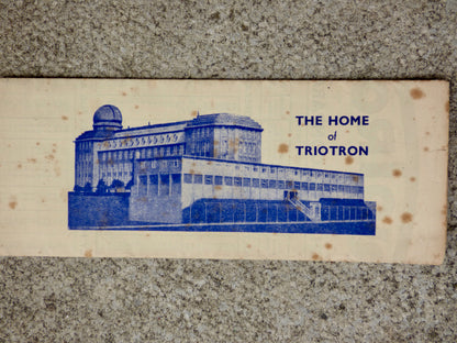 TRIOTRON, VALVE CHART & COMPARATIVE TABLE, 1936
