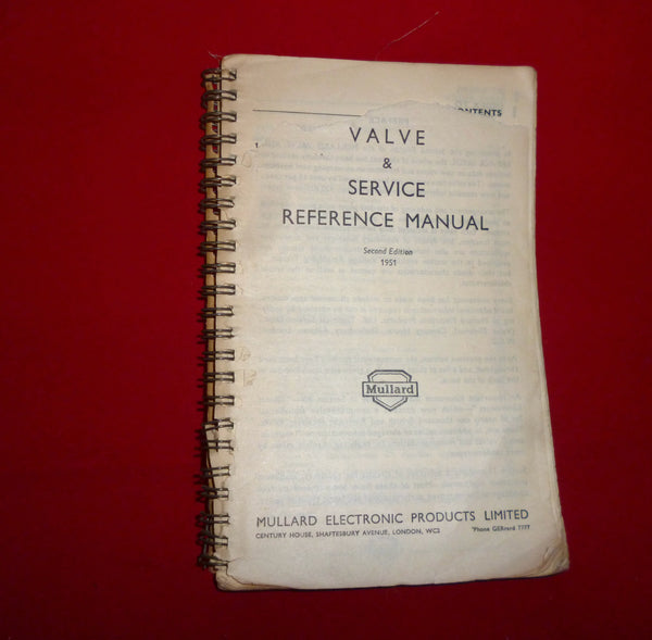 MULLARD, VALVE & SERVICE REFERENCE MANUAL, 2ND EDN, 1951