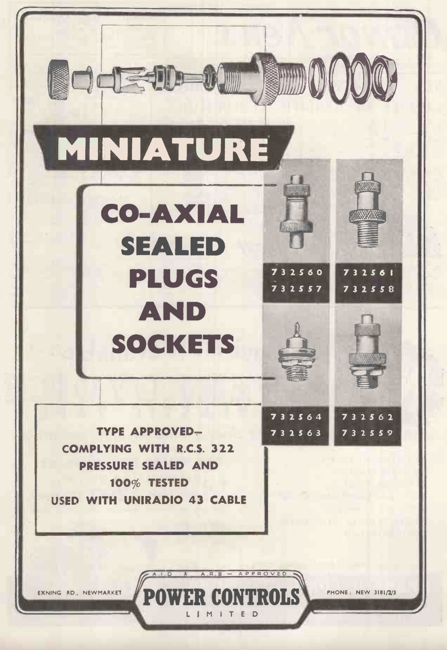 POWER CONTROLS LTD, COAXIAL SEALED PLUG, RF CONNECTOR, 732560, COMPLIES WITH RCS 322, 054 0155