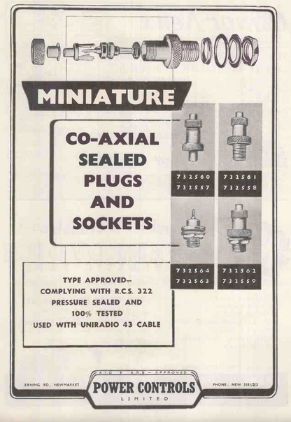 POWER CONTROLS LTD, COAXIAL SEALED PLUG, RF CONNECTOR, 732560, COMPLIES WITH RCS 322, 054 0155