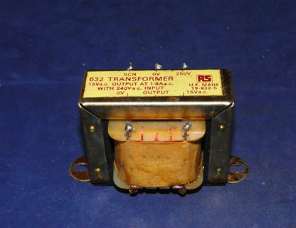 RS, RADIOSPARES, 15V 1.8A, TRANSFORMER, 19-632-5
