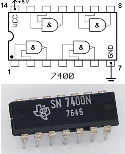 SN7400N  TEXAS INSTRUNENTS, INTEGRATED CIRCUIT, IC ,GATE NAND, 4CH 2-INP 14DIP