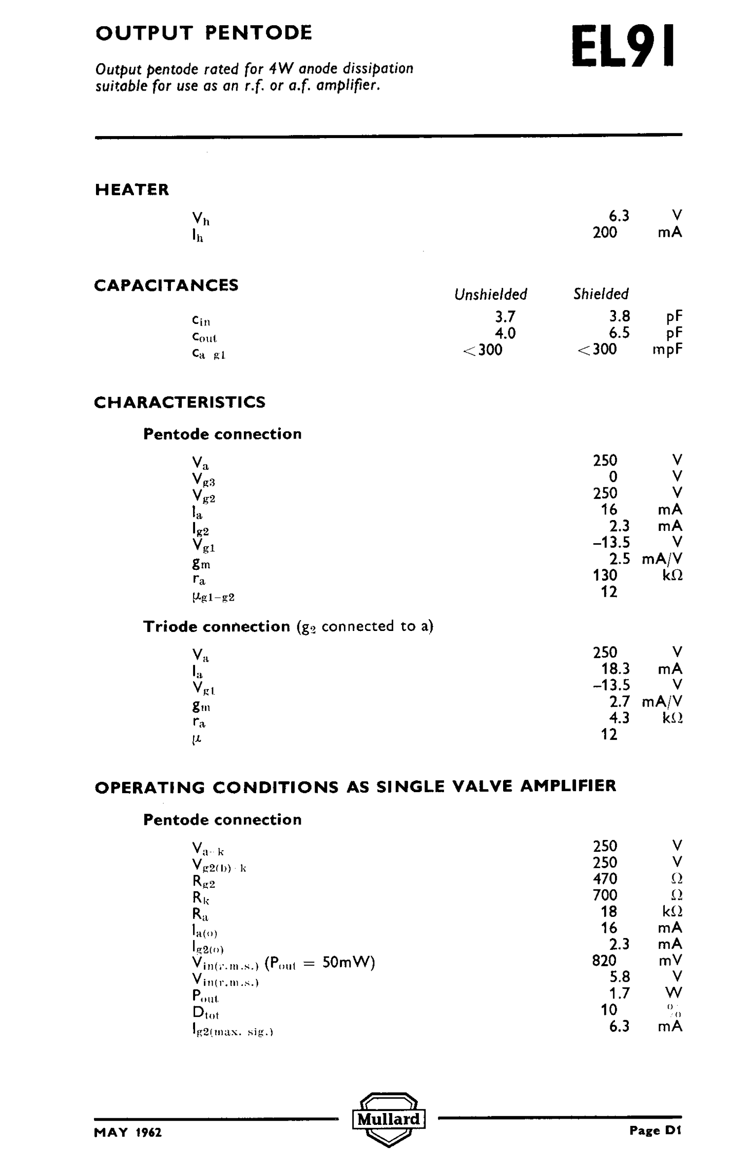 EL91, TUNGSRAM, 6AM5,  CV136, 16A, 6P17, 7D9, N144, N77, V887, OUTPUT PENTODE, NOS, AS USED IN, EDDYSTONE 730/4