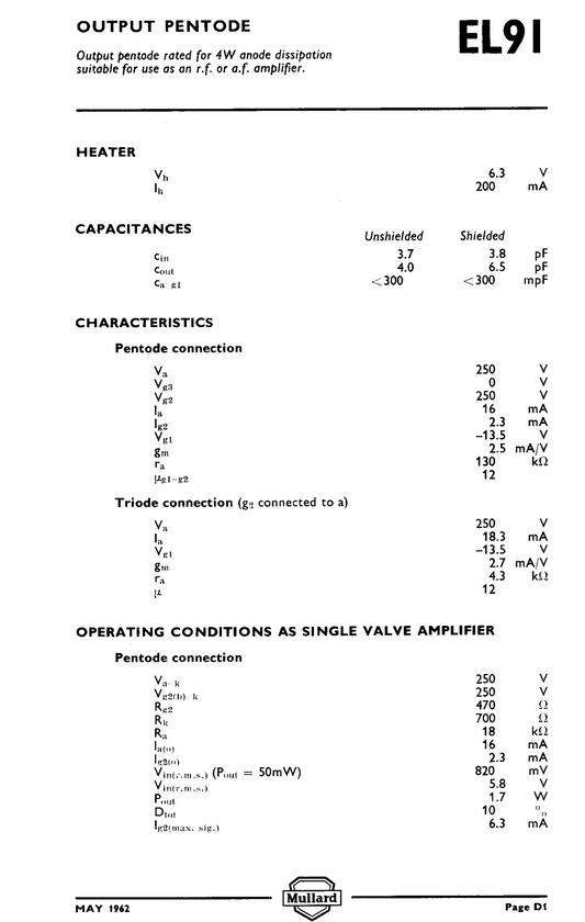 EL91, TUNGSRAM, 6AM5,  CV136, 16A, 6P17, 7D9, N144, N77, V887, OUTPUT PENTODE, NOS, AS USED IN, EDDYSTONE 730/4