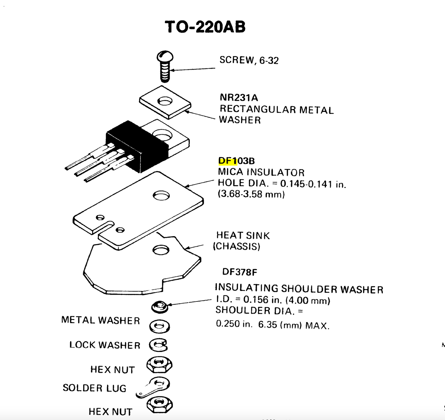 RCA, DF103B, MICA, INSULATING WASHER, THERMAL INSULATOR, TRANSISTOR, TO-220,  PACK,