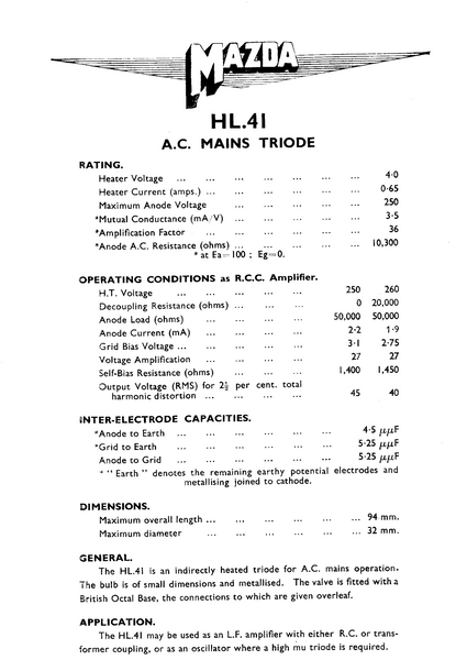 HL41, MAZDA, NEW BOXED, 3A/204D, CV24