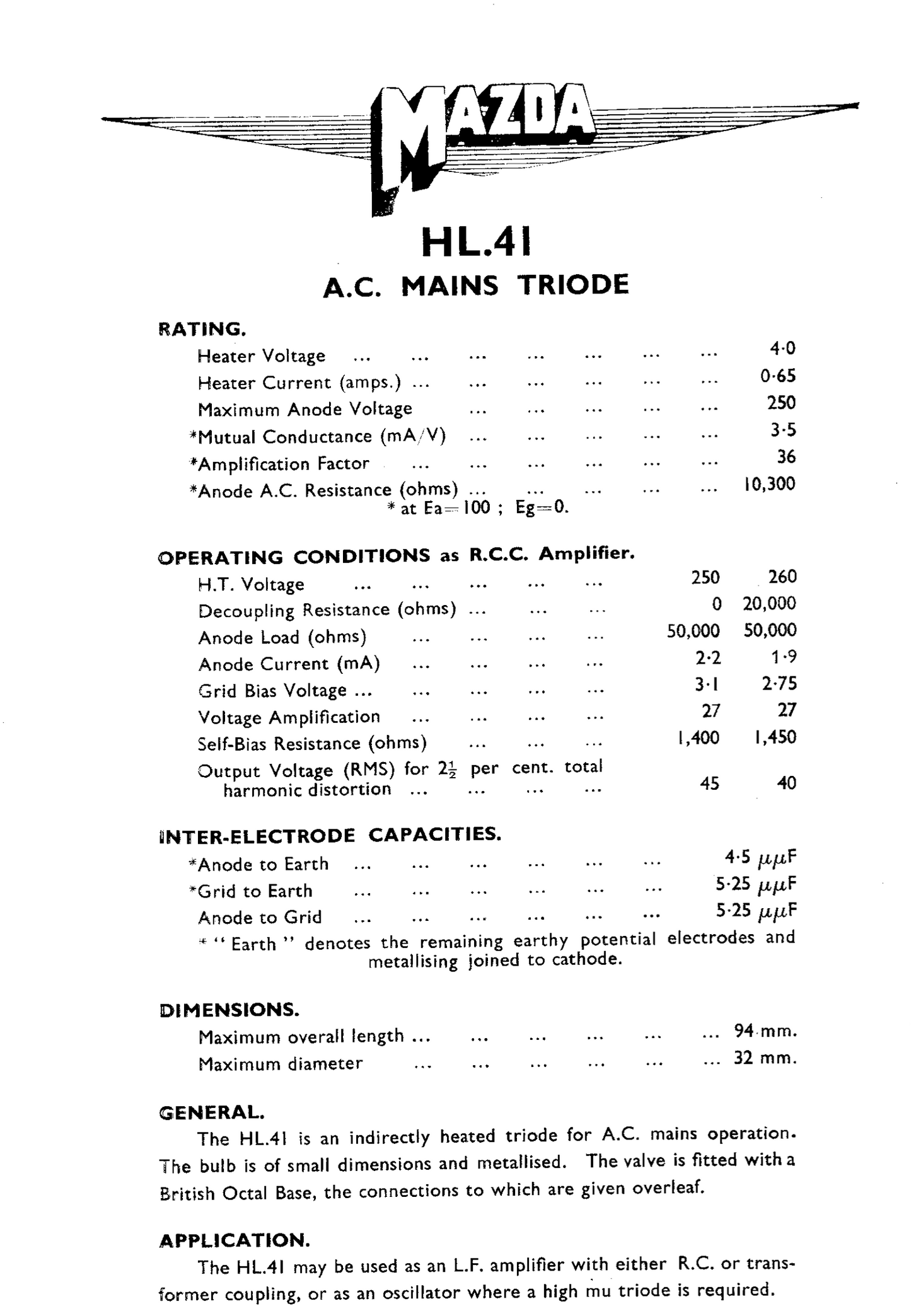 HL41, MAZDA, TESTED, 3A/204D, CV24