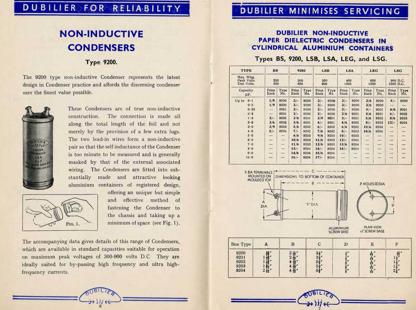 Dubilier, 9200, Paper, Non Inductive, Condenser, 0.04uF @ 500V,  FROM 1935, NOS, UNTESTED