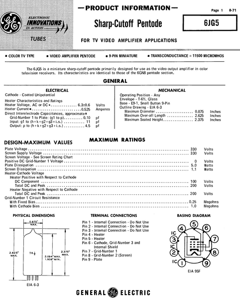 6JG5, GE, NEW BOXED