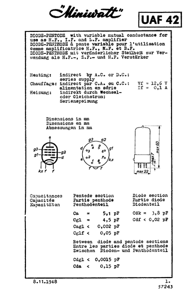 UAF42, MARCONI, NEW BOXED, 12S7, WD142