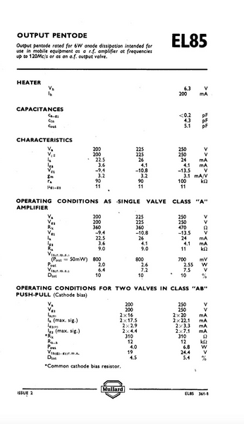 CV3526,  MULLARD, NEW, 6BN5, CV3526, N155, EL85