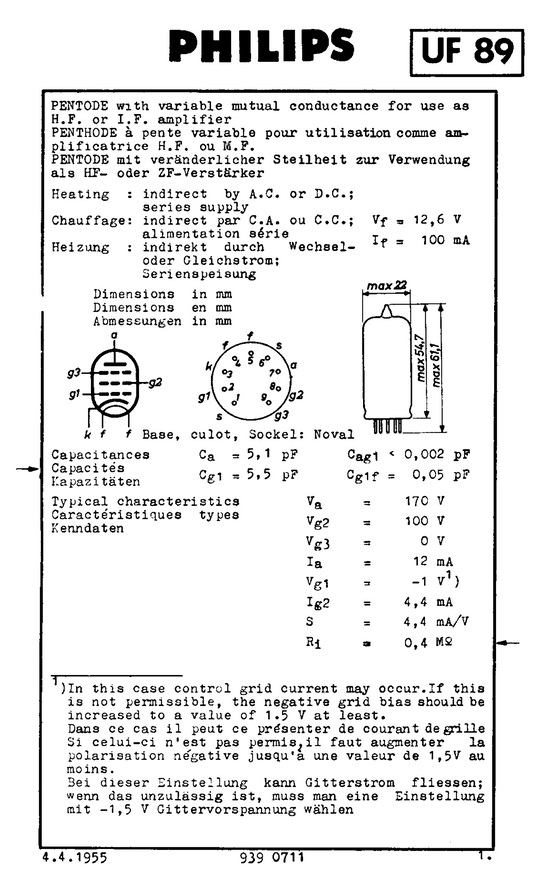 UF89, MULLARD, WHITE BOX