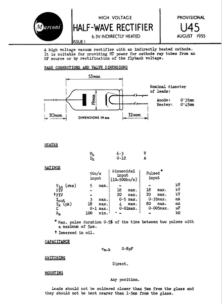 U45, MARCONI, NEW BOXED