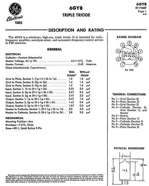 6GY8, GE, NEW BOXED
