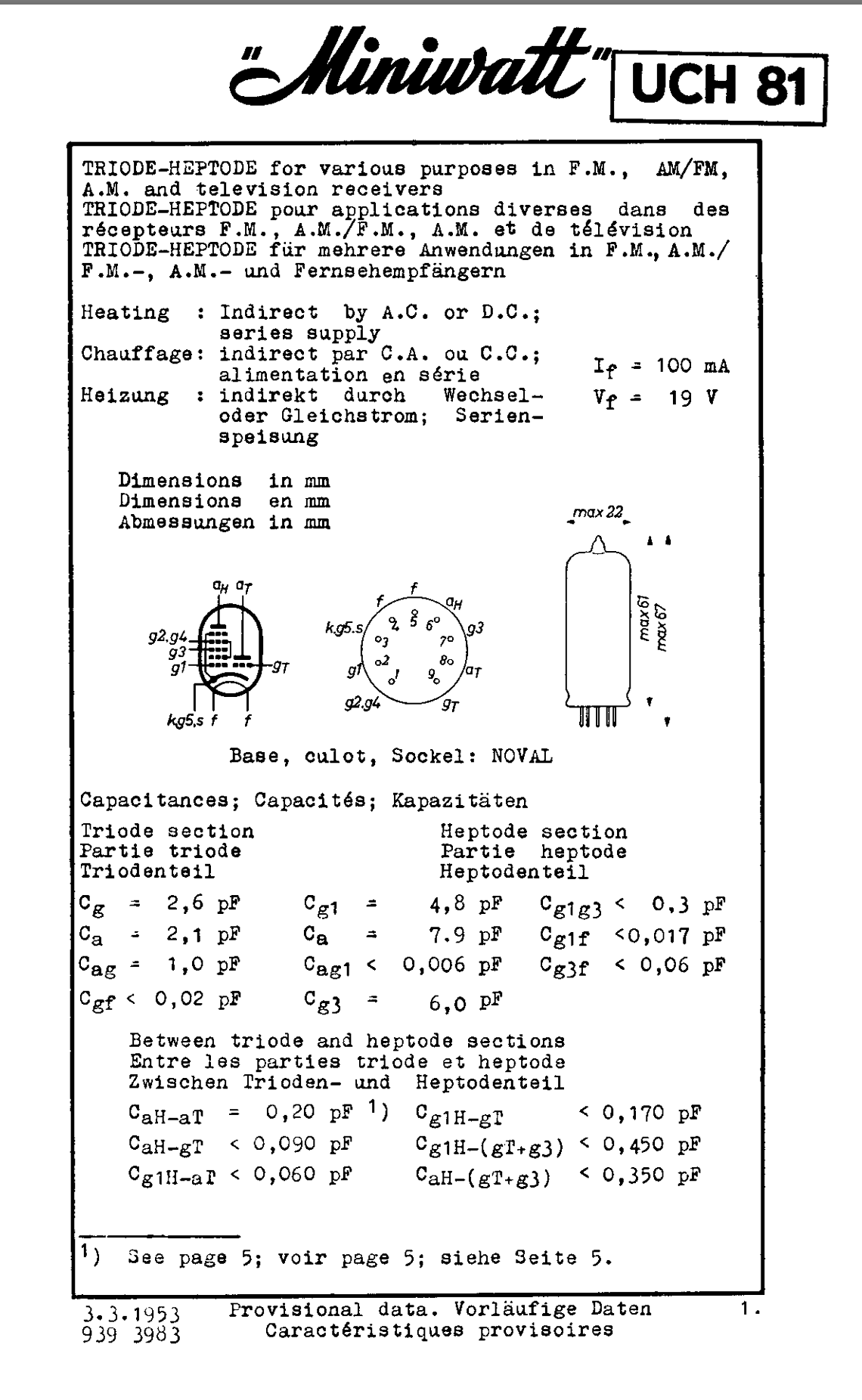 UCH81, Mullard, New Boxed, 0C14, 19D8, X119