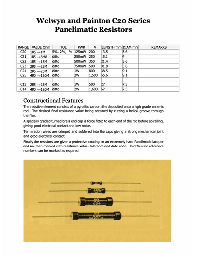 Welwyn , Panclimatic Resistor, C21 Series, 3M3, 0.25W,  PACK OF 7X