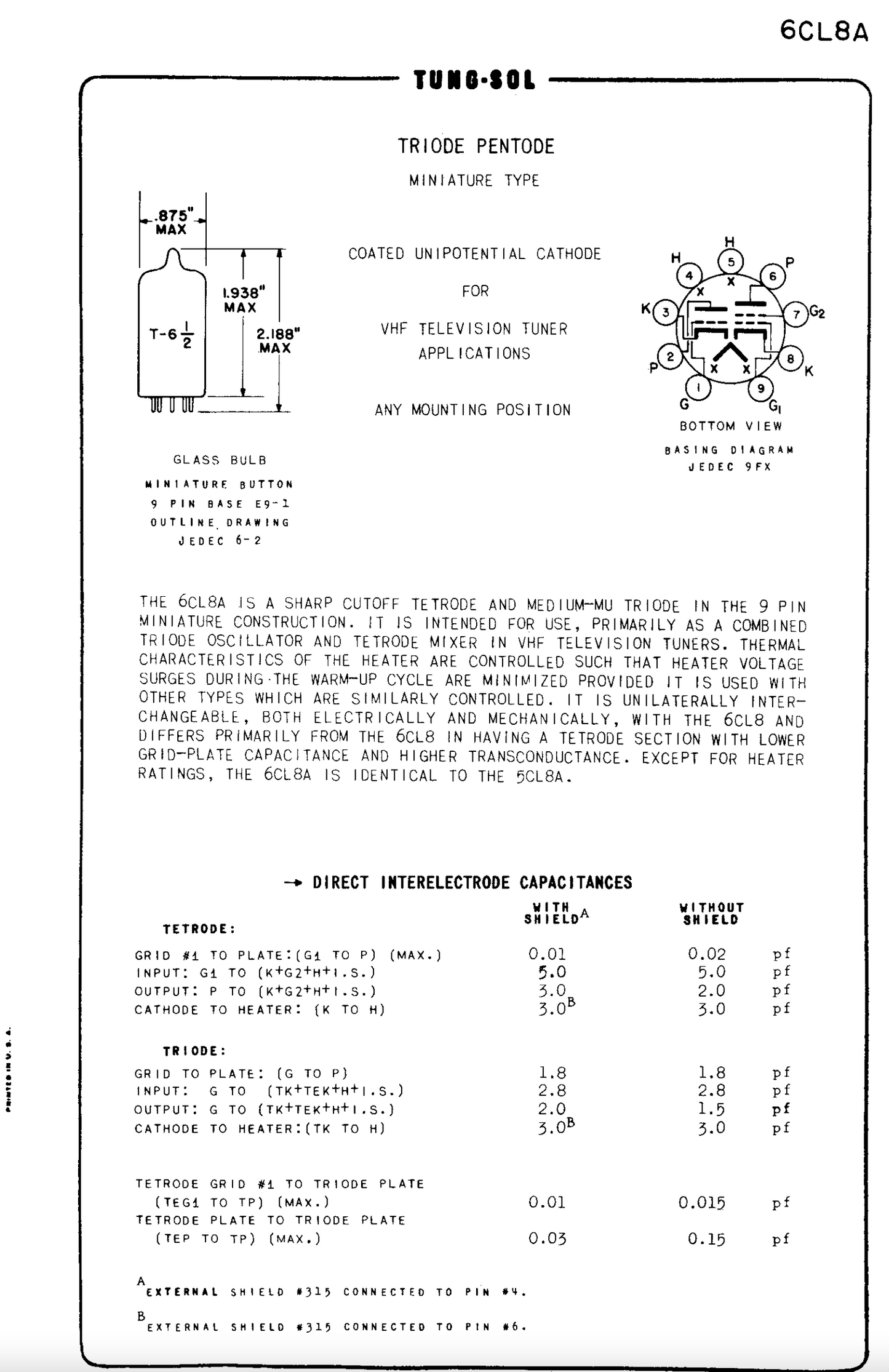 6CL8A, GE, BOXED