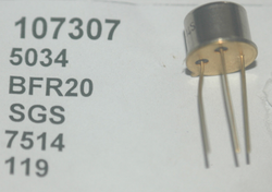 SGS, NPN TRANSISTOR, BFR20, TO-5, For applications as audio and IF amplifier, fast switching, high current