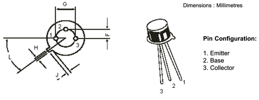 RS 293-533, Pack of 5x, BC108C, Bipolar, (BJT) Transistor, General Purpose, NPN, 25 V, 150 MHz, 600 mW, 200 mA, 420 hFE&nbsp;