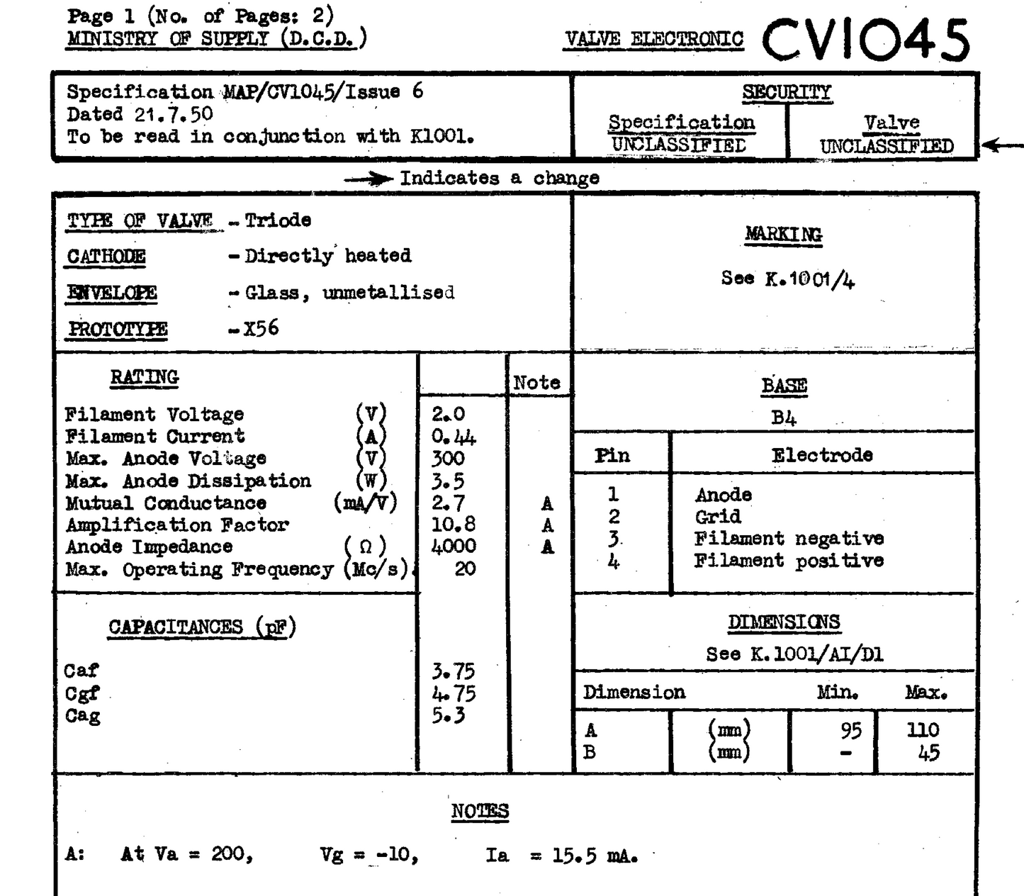 B4 CERAMIC BASED GLOBE ENVELOPE AIR MINISTRY AUDIO TRIODE CV1045 VT45 10E/10557 FOR RAF SWORDFISH RADIO T1115