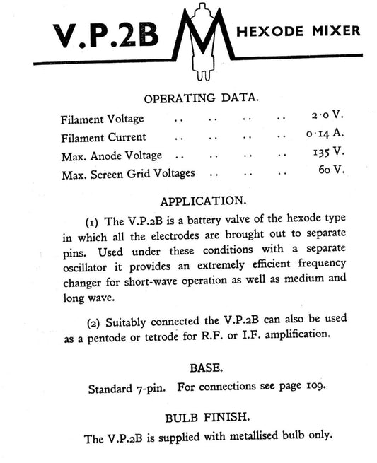 VP2B, MULLARD,  NEW BOXED, CV520,  AS USED IN DOMESTIC BUSH, EKCO, INVICTA, KB,  MULLARD, PHILIPS, PYE,