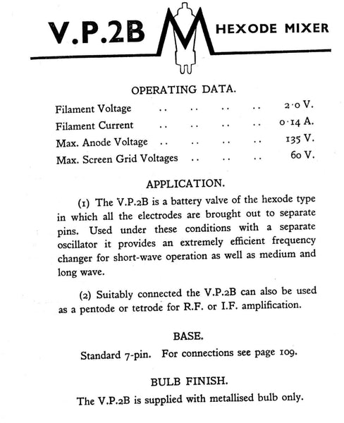VP2B, MULLARD,  NEW BOXED, CV520,  AS USED IN DOMESTIC BUSH, EKCO, INVICTA, KB,  MULLARD, PHILIPS, PYE,
