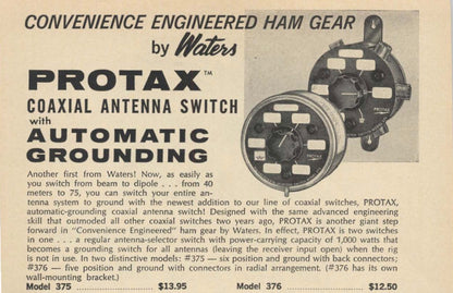 B&W, PROTAX, VINTAGE, 5 WAY, COAXIAL ANTENNA SWITCH