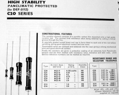 Assorted values Welwyn & Painton Panclimatic Resistor, C22 Series as used in AVO meter & AVO VCM - MULLARD MAGIC - 3