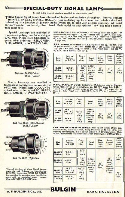 BULGIN, WS19, WS62, SPECIAL DUTY, SIGNAL LAMP, WHITE OPAQUE LENS DOMED,